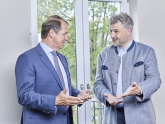 Holzforum-Gespräch mit dem Holzring-Beitrat: Im Bild der Vorsitzende Jörg L. Jordan und sein Stellvertreter Stefan Thalhofer.
